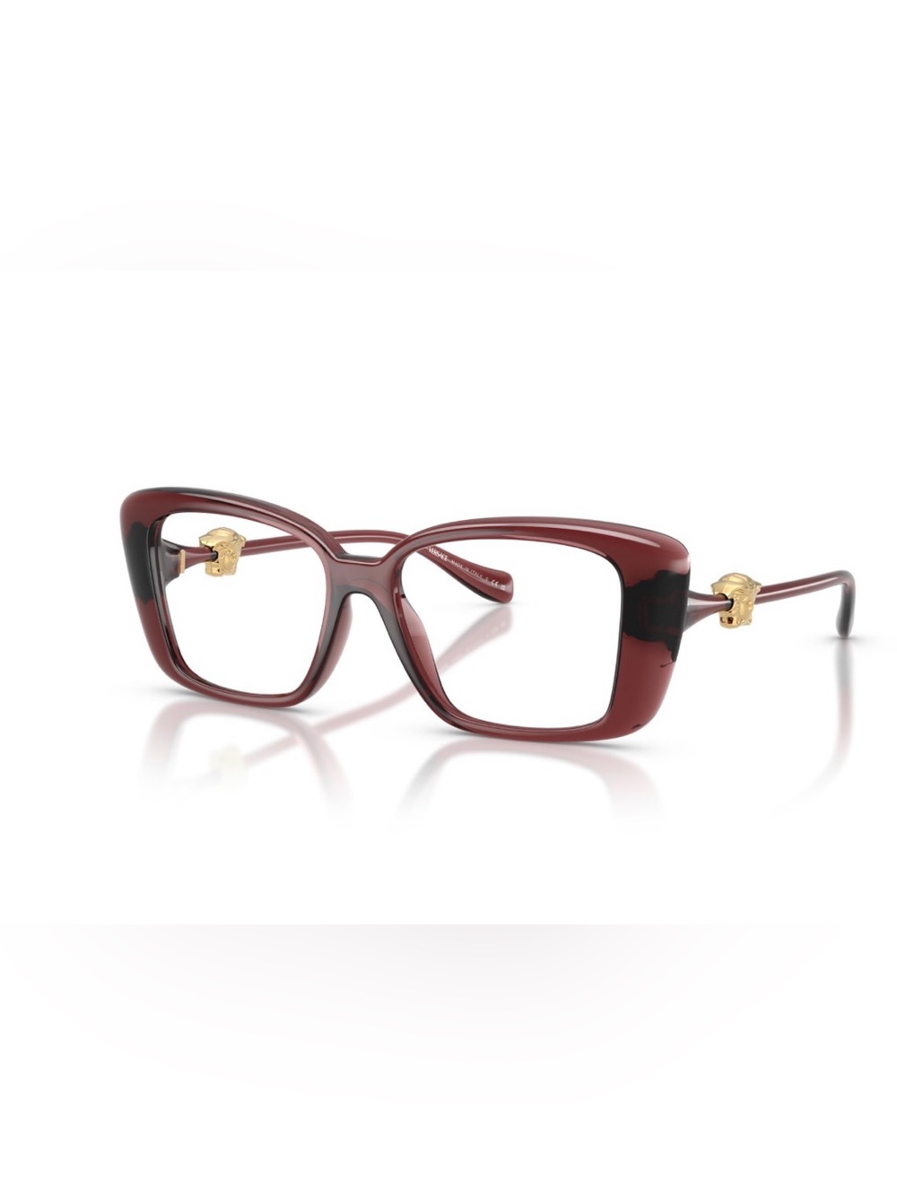 Brand new Versace Burgundy Square Cat-Eye Glasses with Gold Temples
